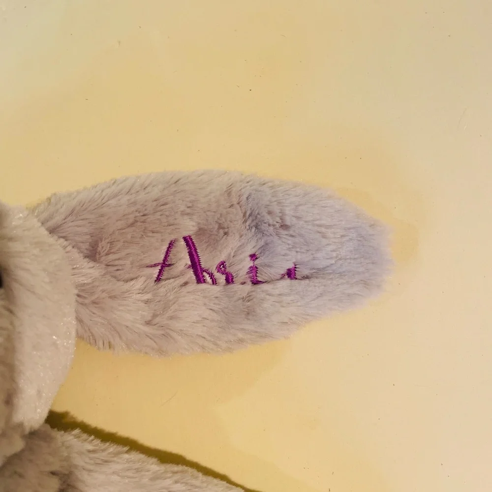 Jellycat London Gray Bashful Bunny Plush Toy Medium 12” Personalized “Arie”‎